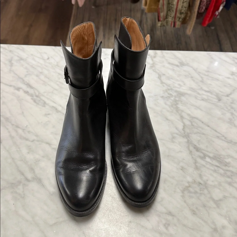Men's Brooks Brothers Black Ankle Strap Buckle Leather Dress Boot Size 9
